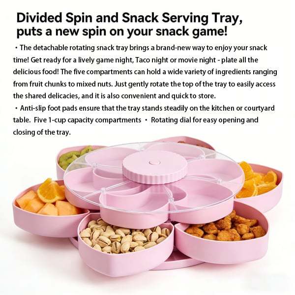 Divided Serving Tray That Spins – Perfect for Snacks, Dips & Party Appetizers