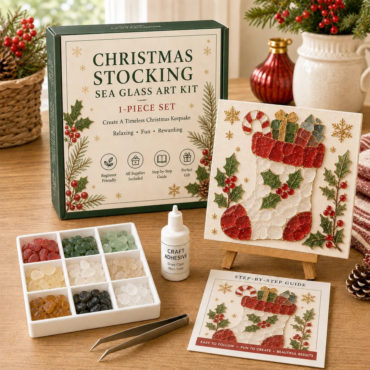 💥 LAST DAY 50% OFF - 🎄 Christmas Sea Glass Art Kit 💙