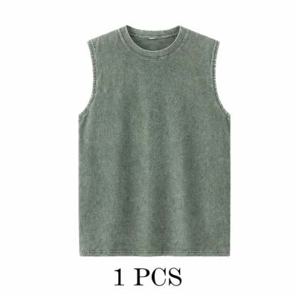 ⚡ Hot Sales 49% OFF 🔥 4-Pack Men's Washed Sleeveless Vest – Heavyweight Cotton, Acid Wash, Oversized Gym & Streetwear