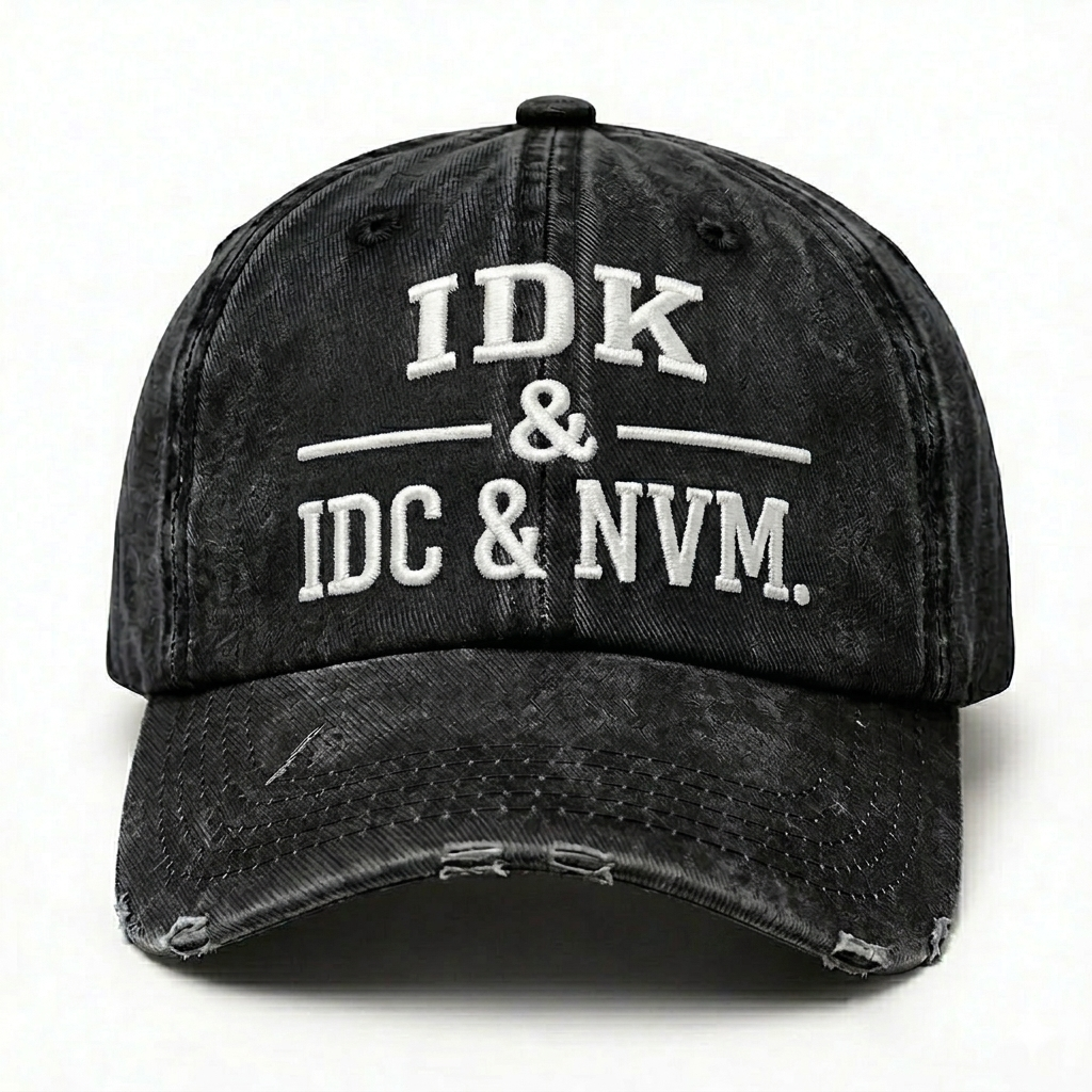 IDK & IDC & NVM Embroidery Baseball Cap