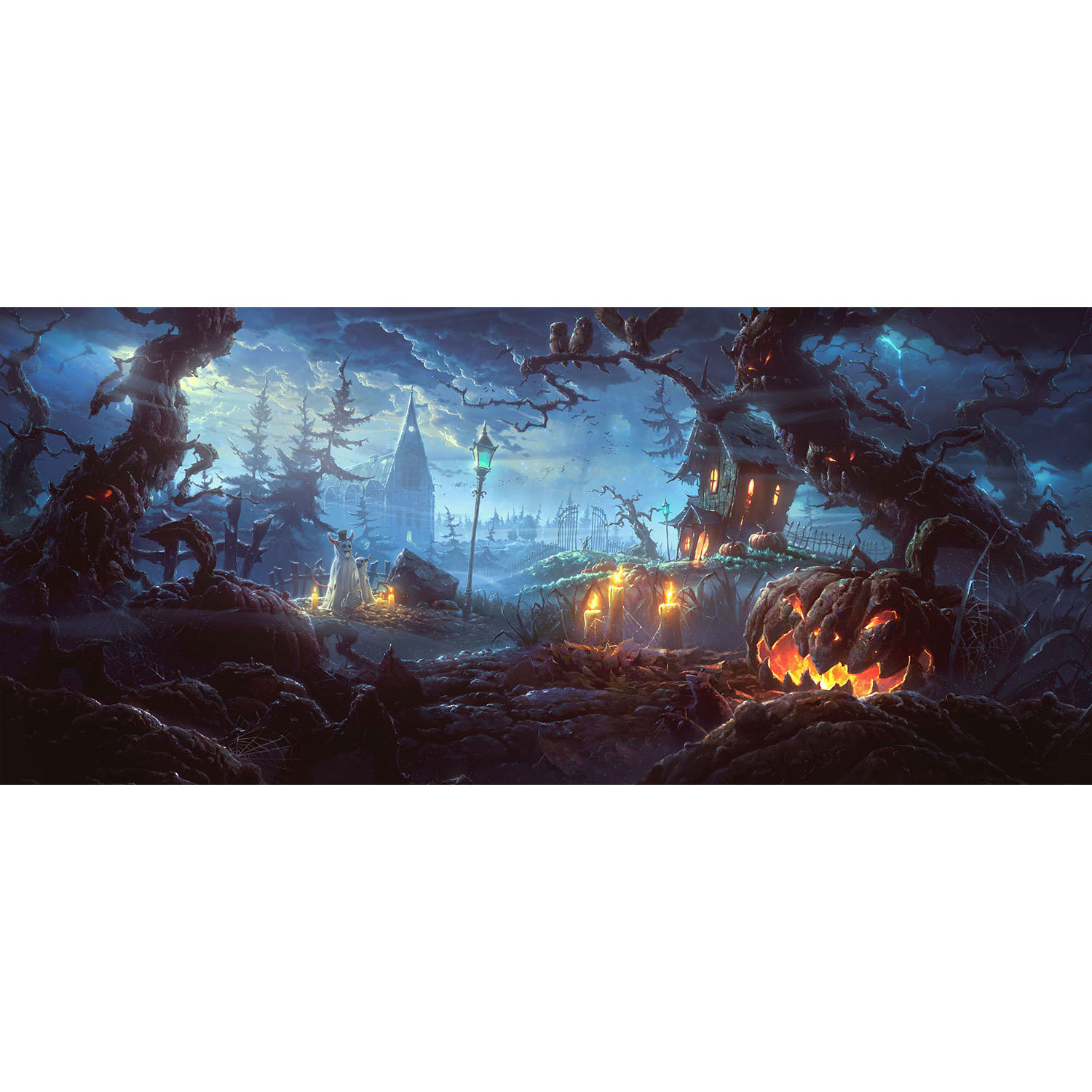 Creepy Halloween Garage Door Banner Mural