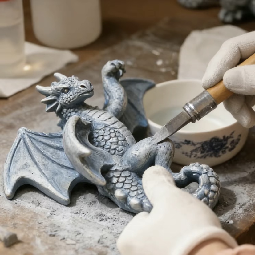 Garden Decor Dragon Hugging Tree Garden Statue with Solar Lantern