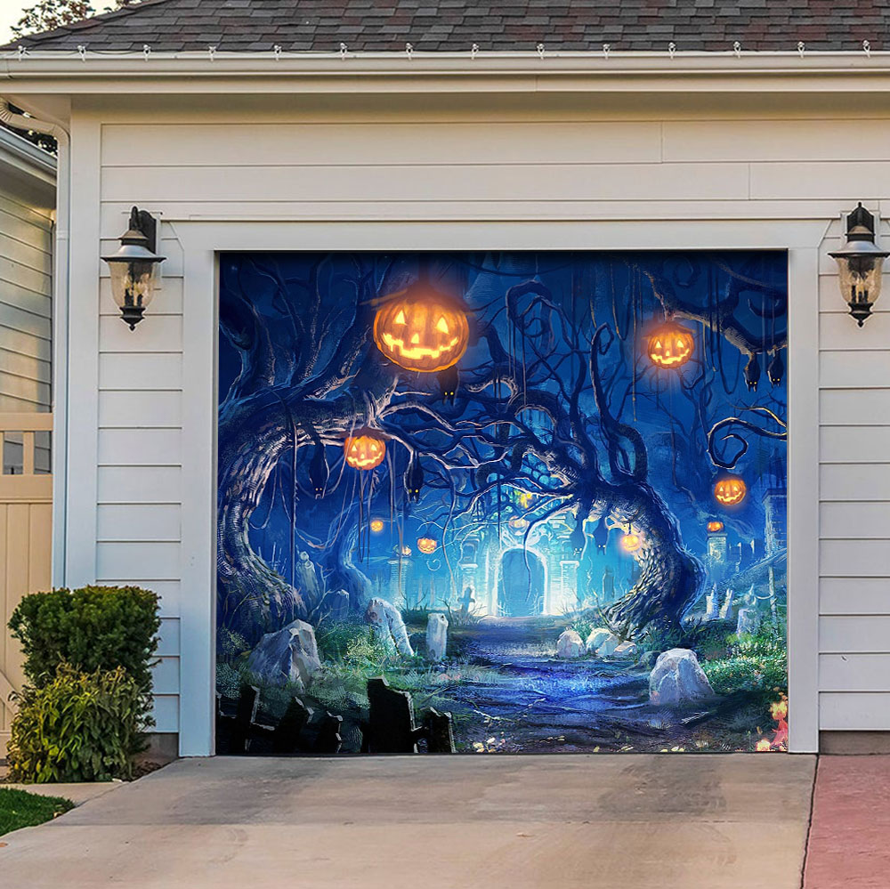 Creepy Halloween Garage Door Banner Mural