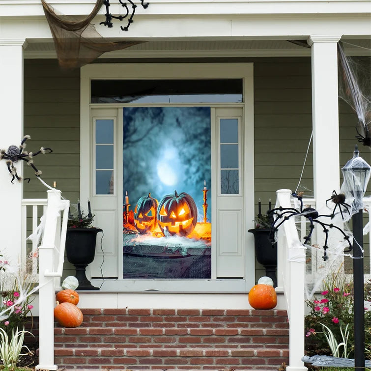 Scary Halloween Pumpkins Door Mural