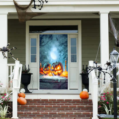 Scary Halloween Pumpkins Door Mural