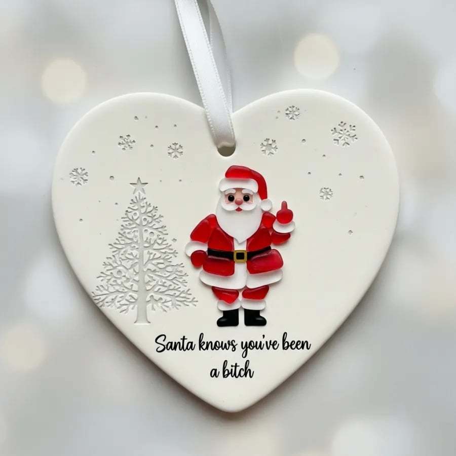 "Santa Claus Middle Finger" Christmas heart-shaped gift