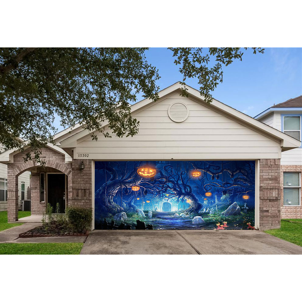 Creepy Halloween Garage Door Banner Mural
