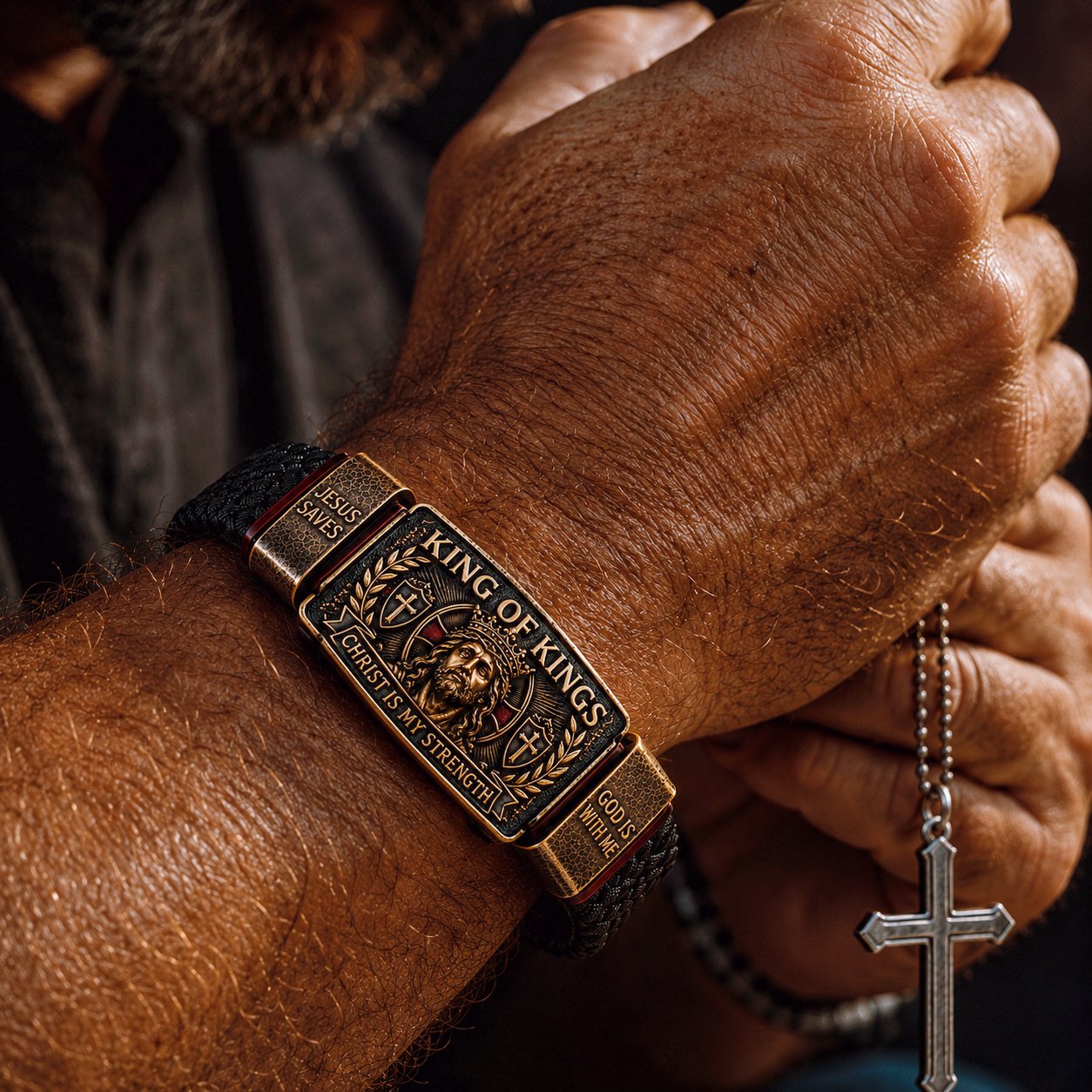 🔥LAST DAY 50% OFF - ✝️CHRIST IS MY STRENGTH: Father’s Day Faith Bracelet, Daily Spiritual Reminder for Christian Dads