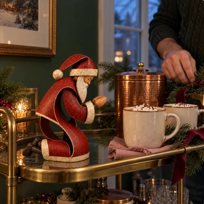 🎅✝️Santa Kneeling Before   Jesus Christmas   Figurines
