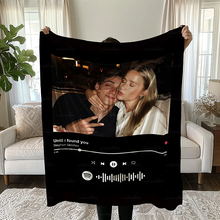 Customized Music and Photo Couples Blanket