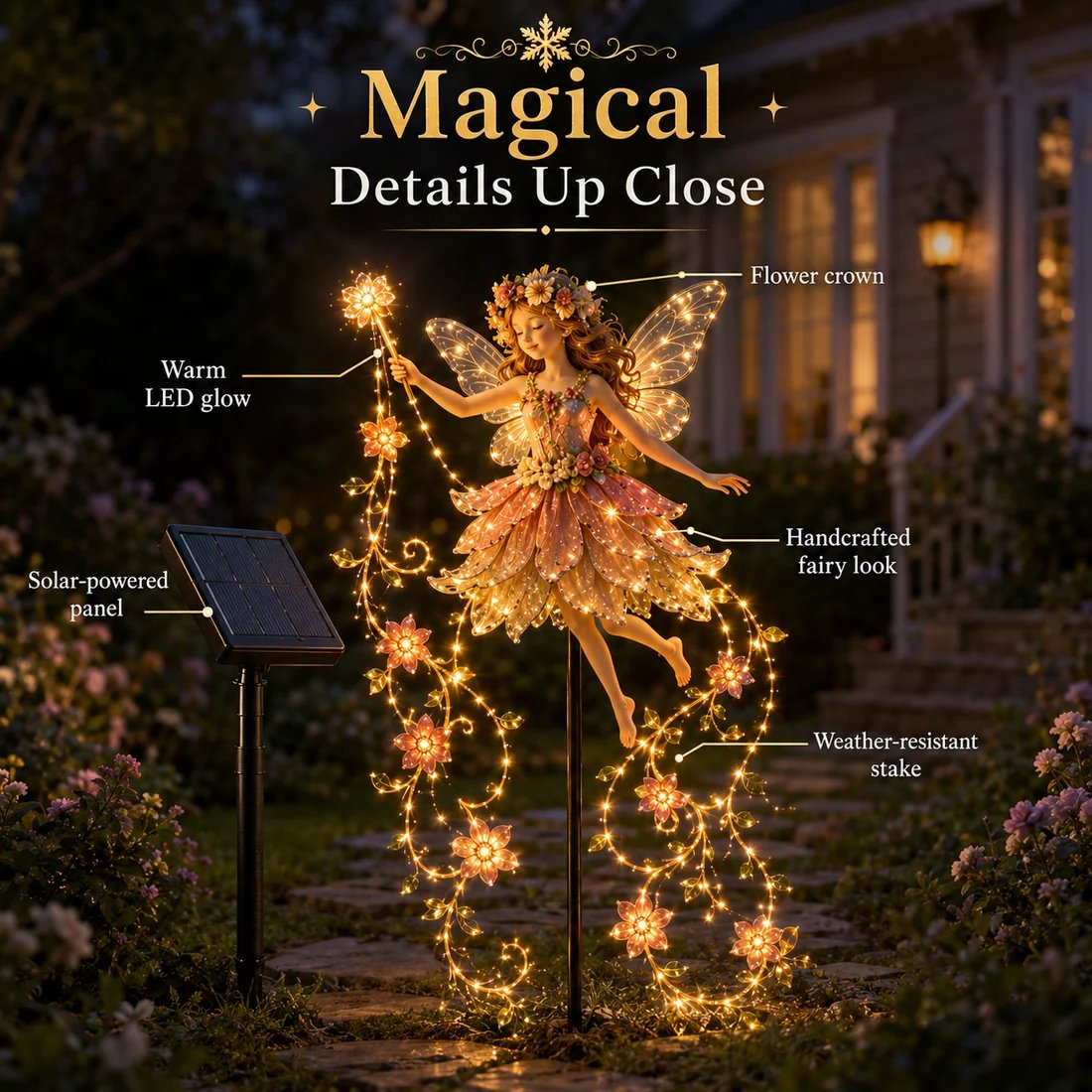 Flower Fairy Garden Light rear angle