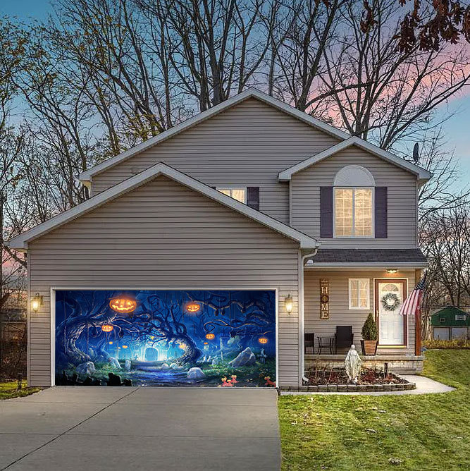 Creepy Halloween Garage Door Banner Mural
