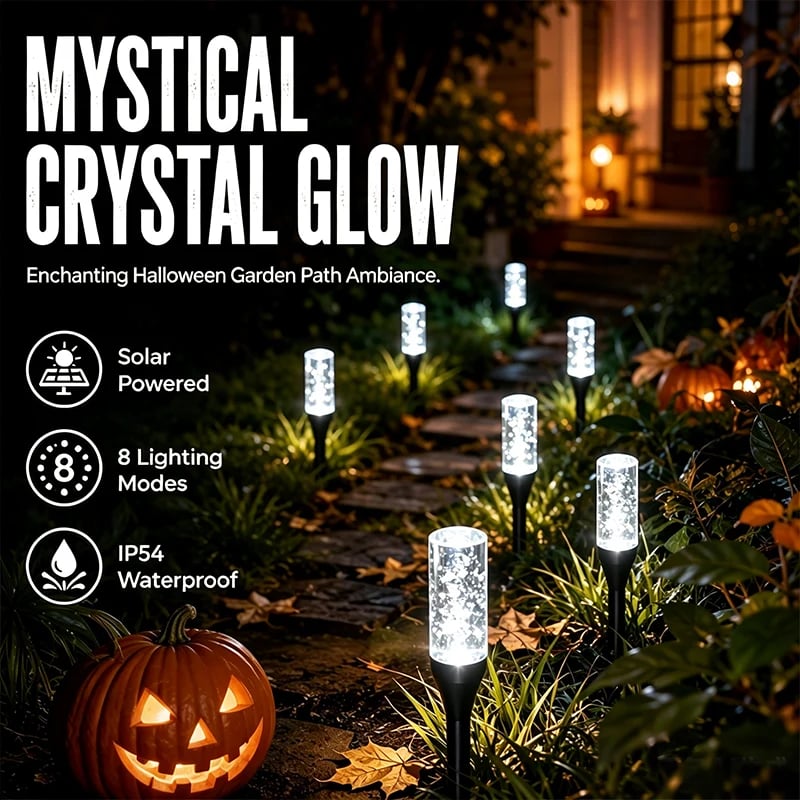 Solar crystal bubble pathway lights