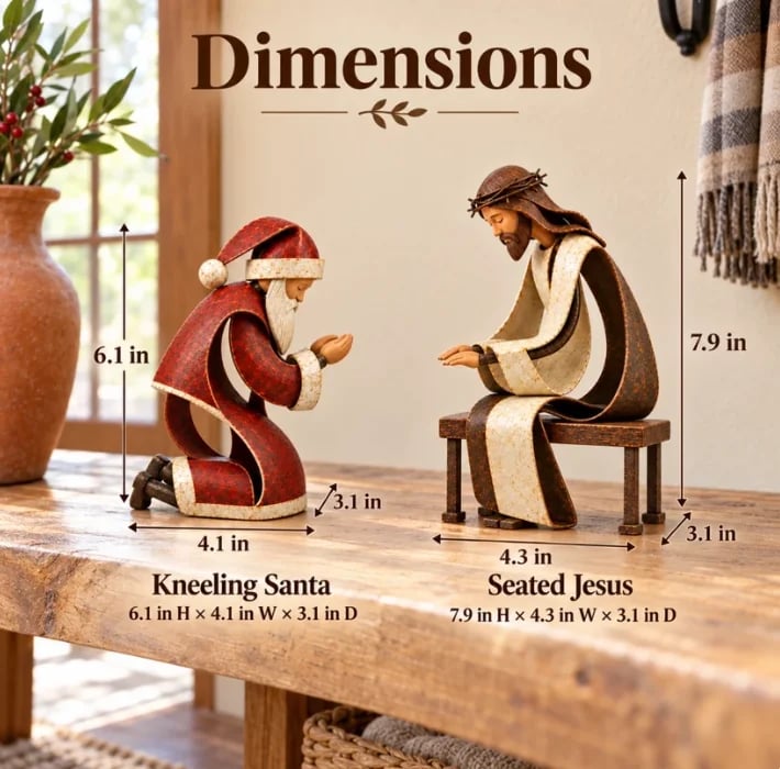 🎅✝️Santa Kneeling Before   Jesus Christmas   Figurines
