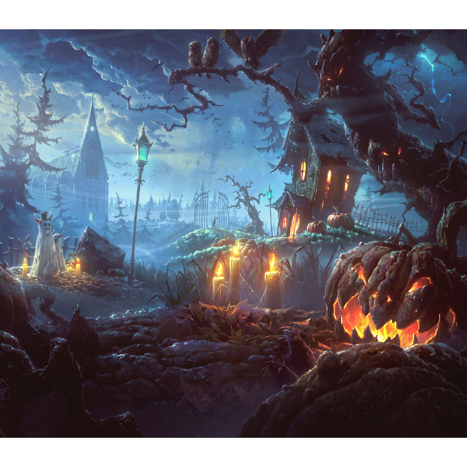 Creepy Halloween Garage Door Banner Mural