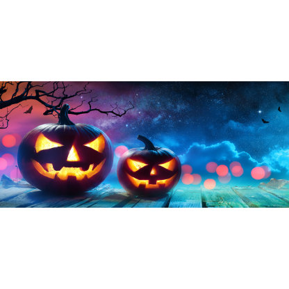 Carved pumpkin O'lantern garage door banner mural