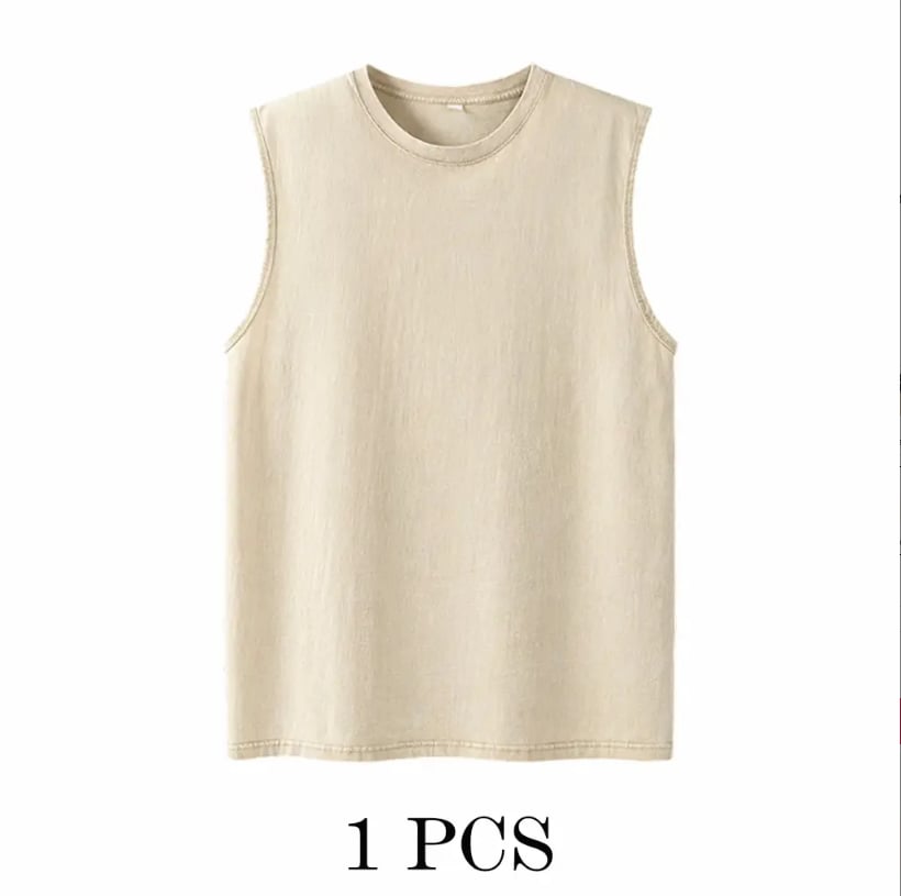 ⚡ Hot Sales 49% OFF 🔥 4-Pack Men's Washed Sleeveless Vest – Heavyweight Cotton, Acid Wash, Oversized Gym & Streetwear