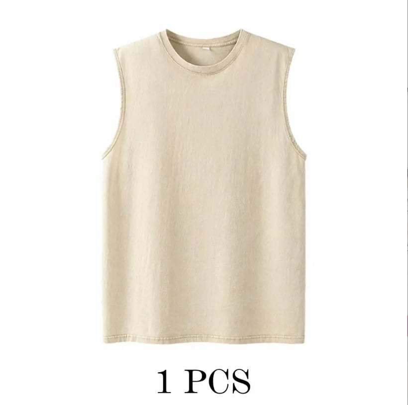 ⚡ Hot Sales 49% OFF 🔥 4-Pack Men's Washed Sleeveless Vest – Heavyweight Cotton, Acid Wash, Oversized Gym & Streetwear