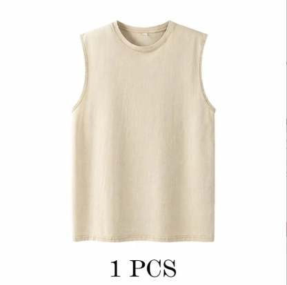 ⚡ Hot Sales 49% OFF 🔥 4-Pack Men's Washed Sleeveless Vest – Heavyweight Cotton, Acid Wash, Oversized Gym & Streetwear