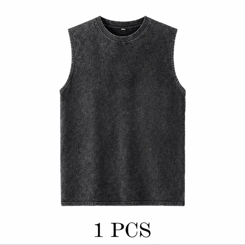 ⚡ Hot Sales 49% OFF 🔥 4-Pack Men's Washed Sleeveless Vest – Heavyweight Cotton, Acid Wash, Oversized Gym & Streetwear