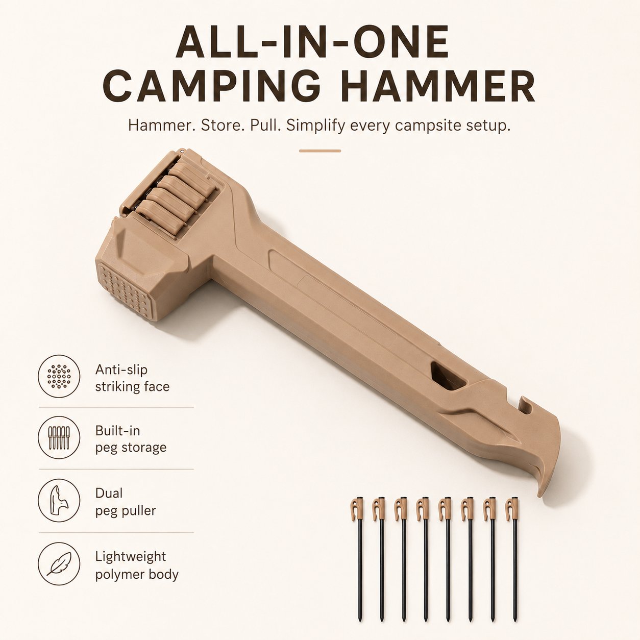 Tactical Multi-Functional Tent Hammer