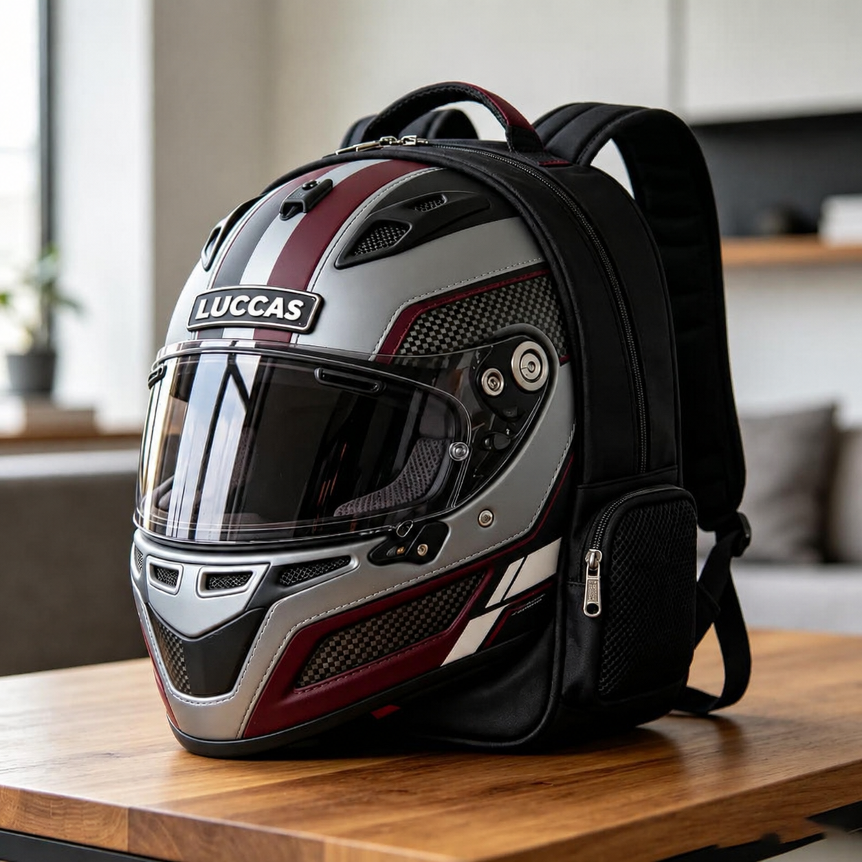 Personalized Racing Helmet Themed Backpack