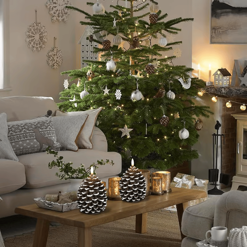 ✨Flameless Pinecone Candles Battery Operated with 6 Hour Timer