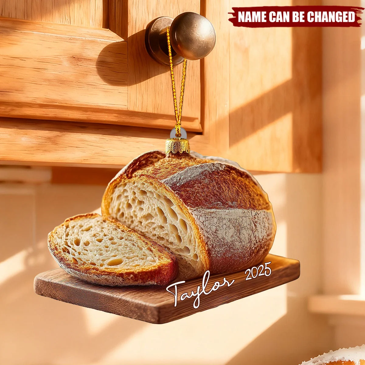 Personalized Sourdough Bread Ornament, Rustic Acrylic Christmas Gift