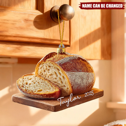 Personalized Sourdough Bread Ornament, Rustic Acrylic Christmas Gift