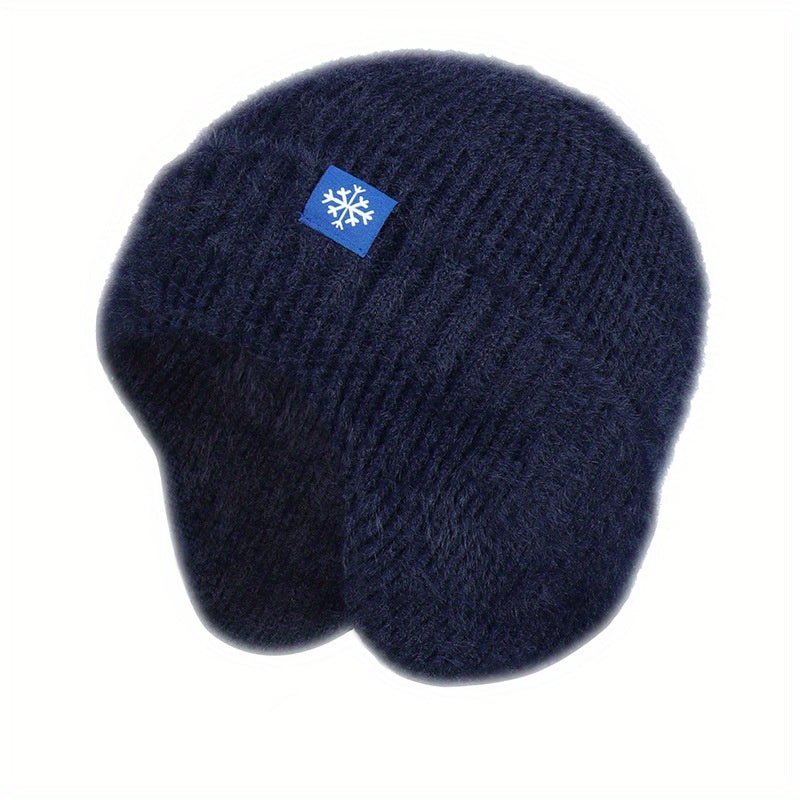 Stylish Snowflake Knitted Beanie with Ear Protection - Warm, Soft, and Coldproof