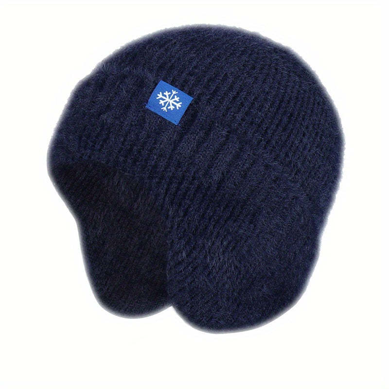 Stylish Snowflake Knitted Beanie with Ear Protection - Warm, Soft, and Coldproof