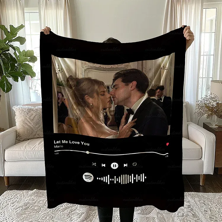 Customized Music and Photo Couples Blanket