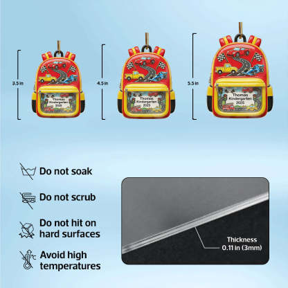 3D Effect Kid School Backpack - Personalized Acrylic Ornament - School Year Milestone For Kids