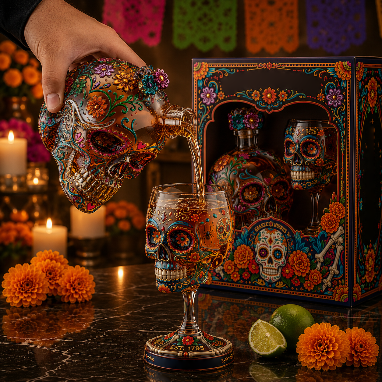 💀 Day of the Dead Skull Decanter Set™ – FREE Matching Goblet While Supplies Last