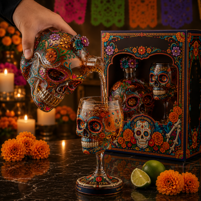 💀 Day of the Dead Skull Decanter Set™ – FREE Matching Goblet While Supplies Last