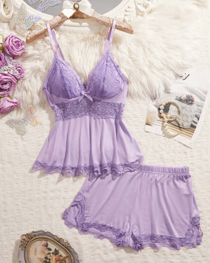 High Slit Lacy Short 2-Piece Set