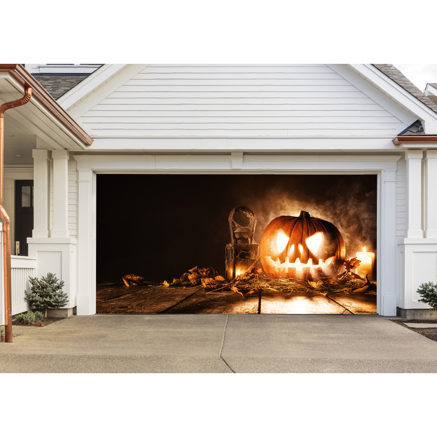 Halloween Carved Pumpkin Lantern Garage Door Banner Mural