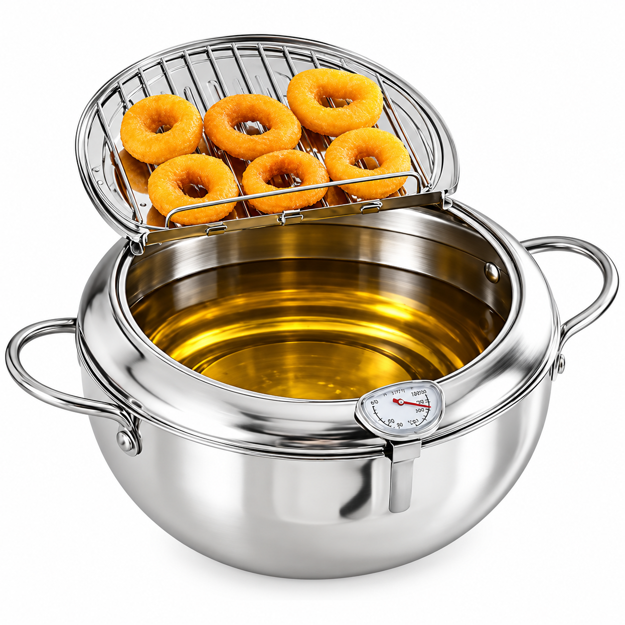 Multi-Fryer Pan with Removable Oil-Drain Rack