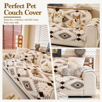 Modern Geometric Plush Sofa Cover