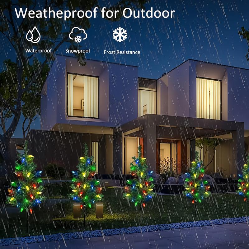 1 Tow 4 Solar Christmas Tree Lights. Includes 80 colorful strawberry bulbs, IPX4 waterproof, suitable for outdoor patio garden decorations for festivals, driveways and Christmas parties!