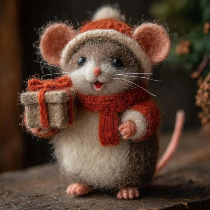 🎁🐭 Deluxe Christmas Felt Mouse | Handmade Wool Ornament ✨ Tree-Ready!