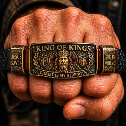 🔥LAST DAY 50% OFF - ✝️CHRIST IS MY STRENGTH: Father’s Day Faith Bracelet, Daily Spiritual Reminder for Christian Dads