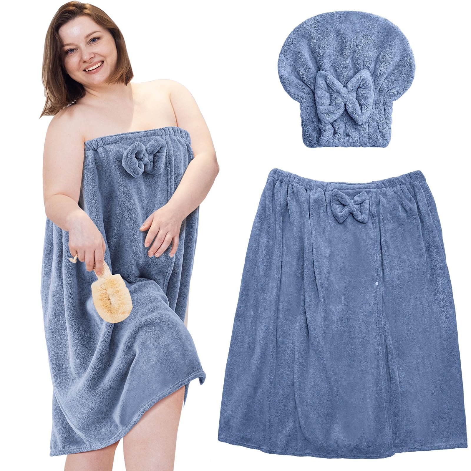 Plus Size Adjustable Oversized Wrap Bathrobe Set