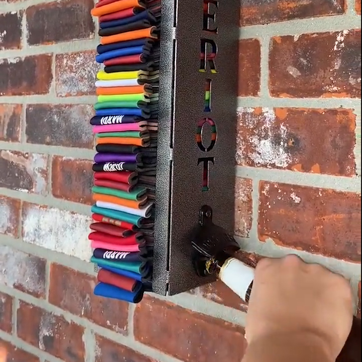 Can cooler holder with bottle opener