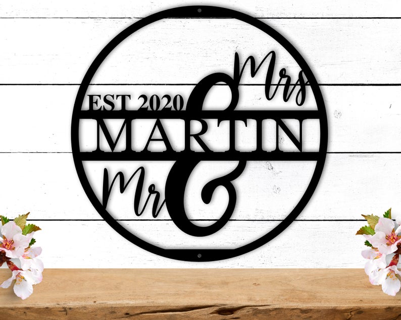 Mr and Mrs Est. Wedding Sign