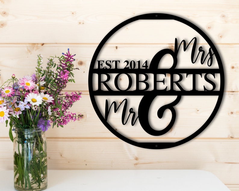 Mr and Mrs Est. Wedding Sign