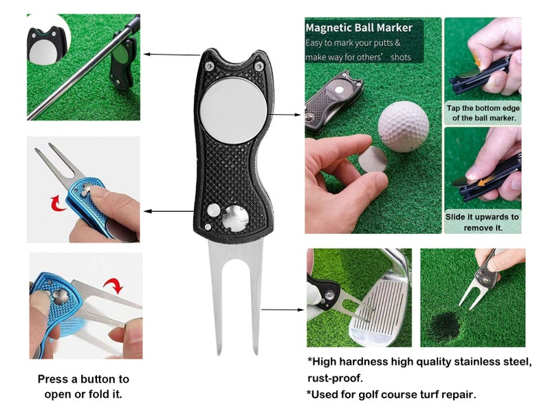 Personalized Golf Divot Tool With Ball Marker,Custom Retractable Divot Tool TH10 898205