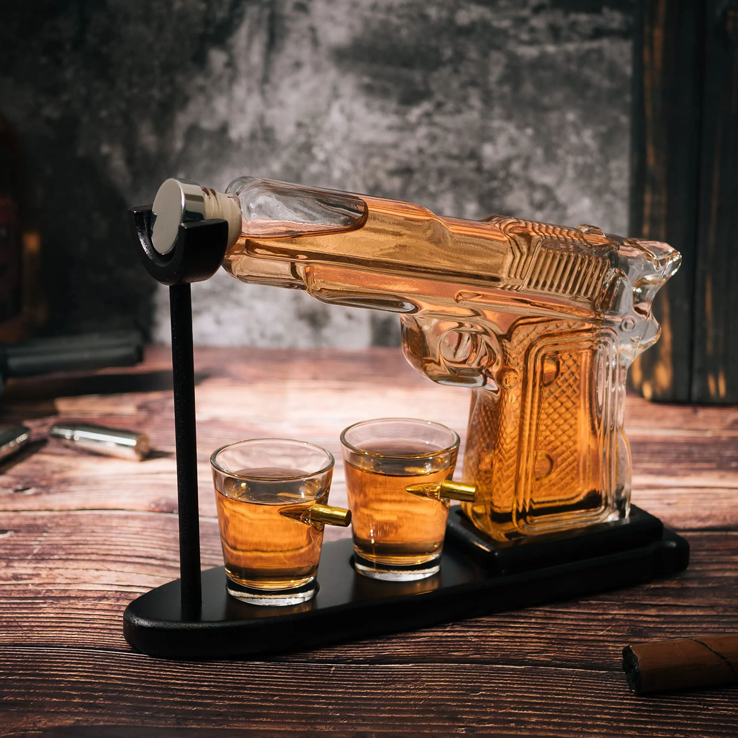 Gifts for Men Dad Whiskey Decanter Set 9 Oz with Two 2 Oz Glasses