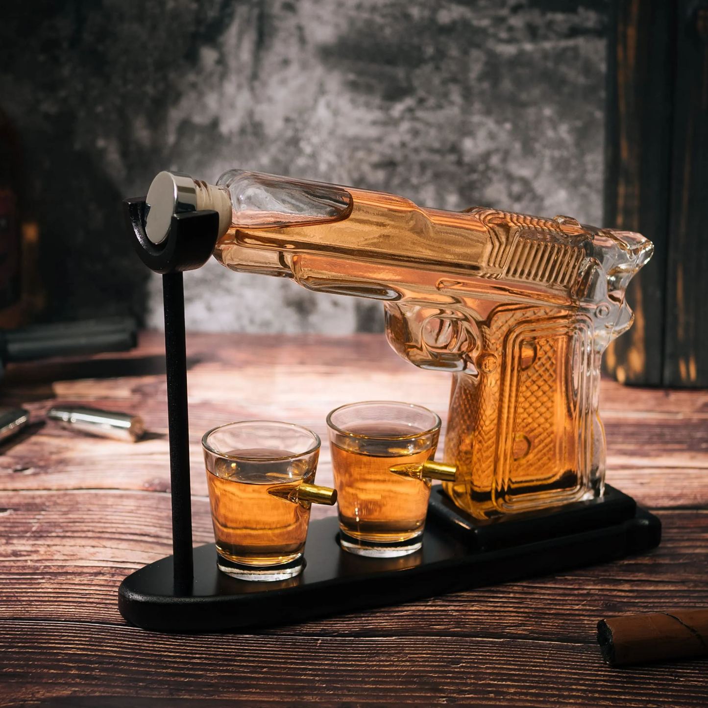 Gifts for Men Dad Whiskey Decanter Set 9 Oz with Two 2 Oz Glasses