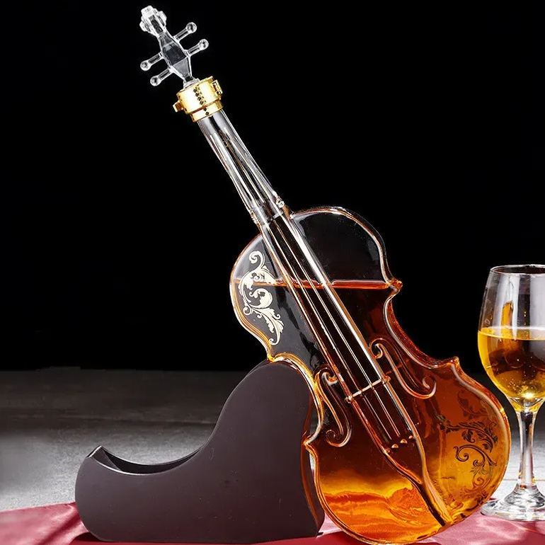Craft Bottle Violin Glass Bottle High-End Whisky Violin Decanter Wine Whiskey Decanter Bottle Set